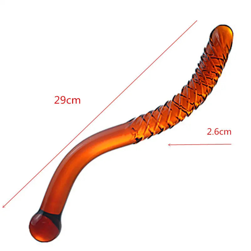 ItspleaZure Orange S shaped Swirl Glass Dildo