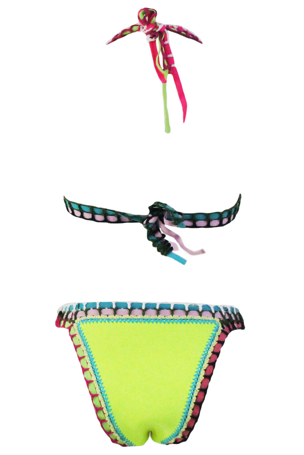 ItspleaZure Neon Yellow Halter Neck Bikini Set for Women