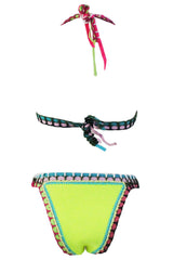 ItspleaZure Neon Yellow Halter Neck Bikini Set for Women