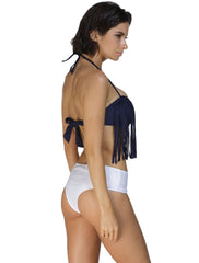 Itspleazure Blue & White Tassel Bikini Set for Women