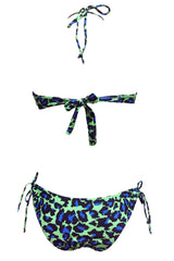 Itspleazure Blue & Green Tassel Halter Neck Bikini