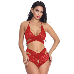 ItspleaZure Polyester Criss Cross Strap Lingerie Set