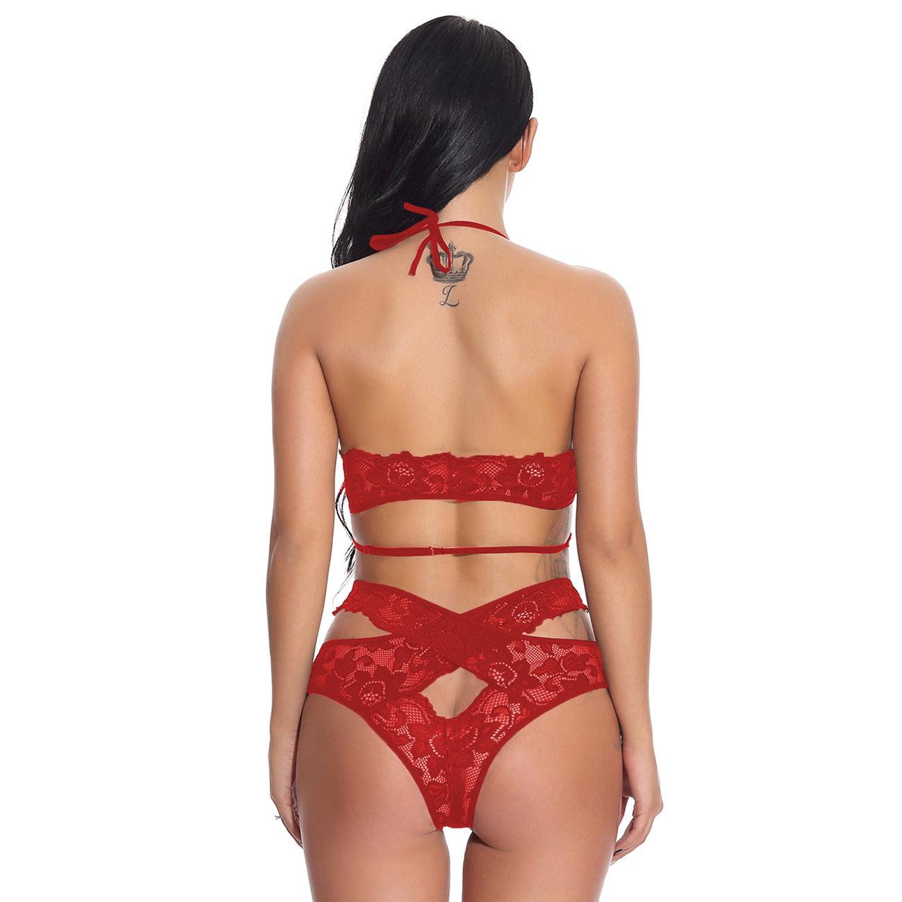 ItspleaZure Polyester Criss Cross Strap Lingerie Set