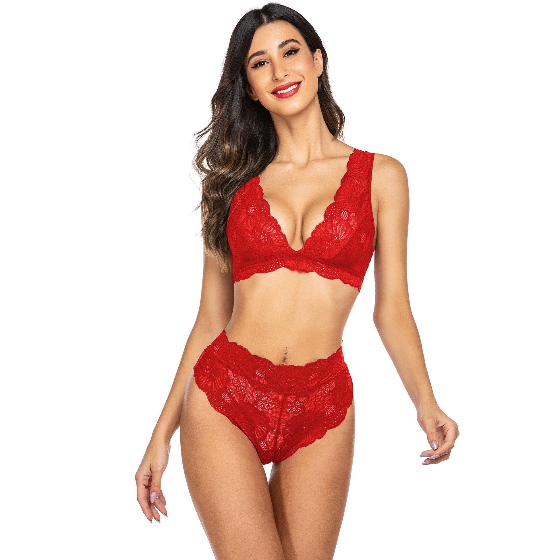 Red Poly Mesh Bikini Set on Itspleazure 