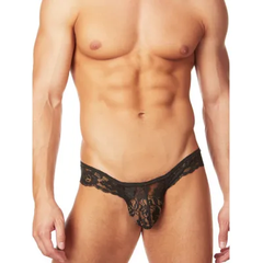 Itspleazure Black Floral Mesh Men's Bikini Lingerie