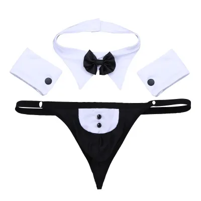 Itspleazure Black & White Kinky Tuxedo Men's Thong