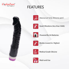 Itspleazure Black Silicone Vibrating Dildo Vibrator For Women