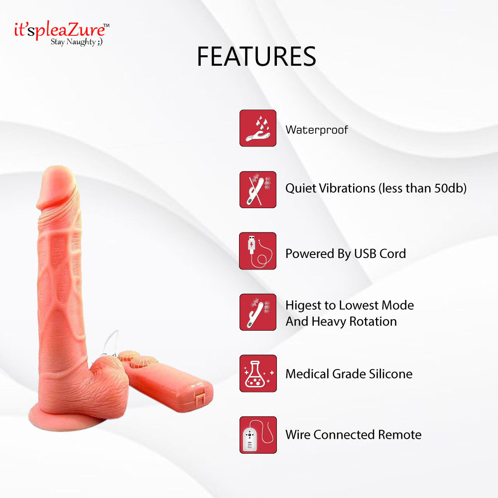 Itspleazure Silicone 8.5 inch Realistic Vibrating Dildo With Suction Base