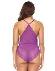 ItspleaZure V Neck Crossover Front Bodysuit Purple