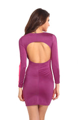 ItspleaZure Woman's Chic Pink Purple Open Back Bodycon Dress