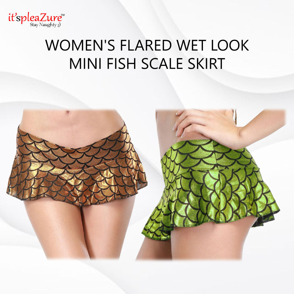 ItspleaZure Sexy Leather Micro Mini Fish Scale Skirts