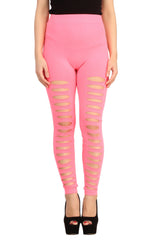 Front Shredded Pink Leggings for Women at ItsPleazure