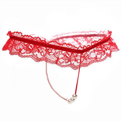 ItspleaZure Red Hot Open Crotch Waist Band Pearl G String