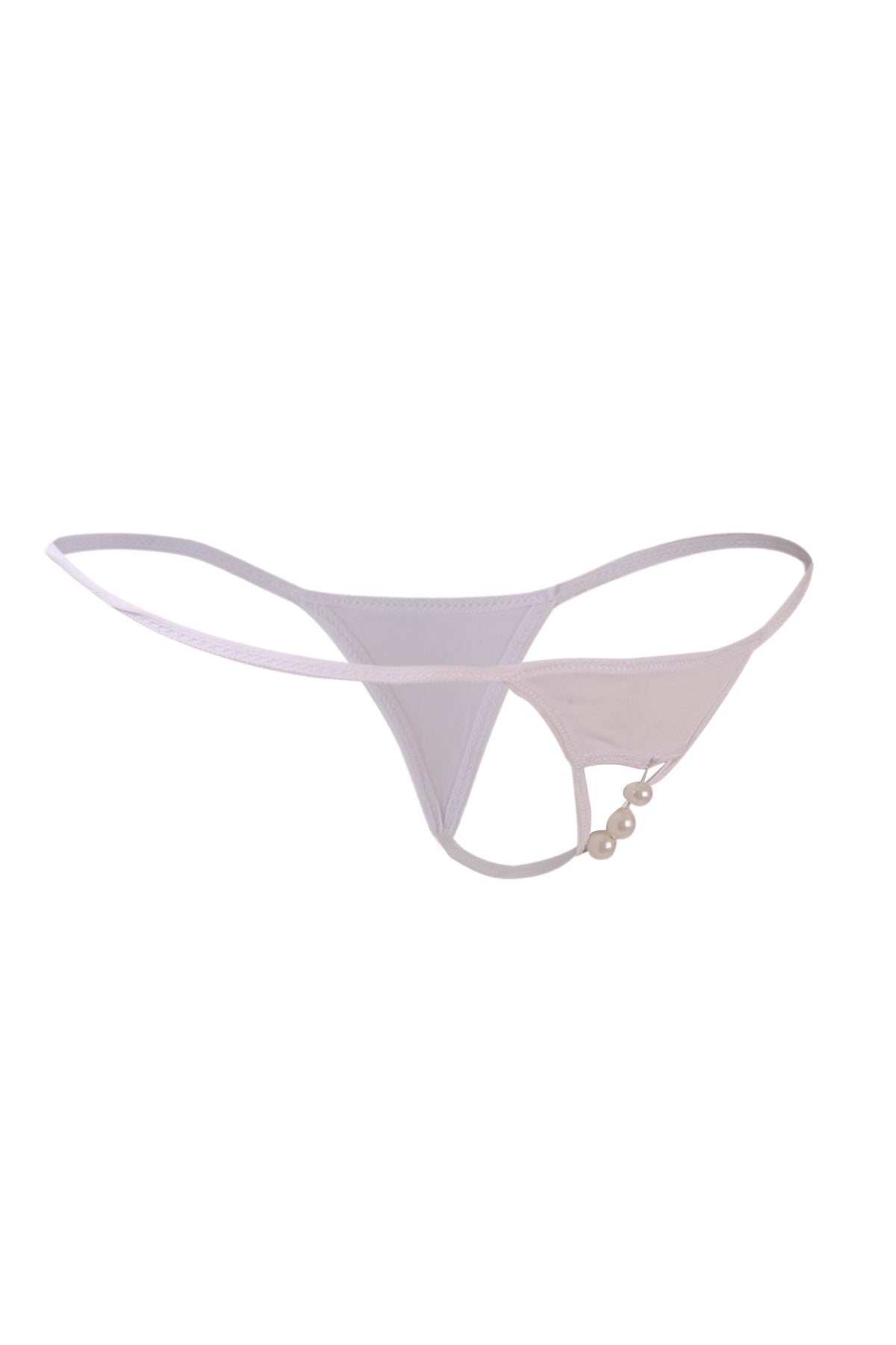 ItspleaZure Womens Sexy Open Crotch Pearl Thong - White