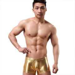 ItspleaZure Sexy Men's Latex Shorts Golden for  at itspleaZure