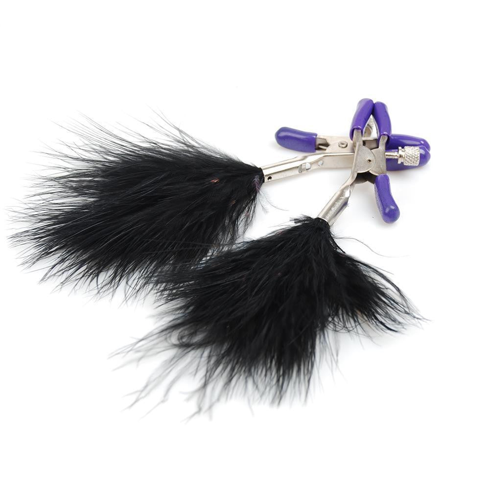 Feather Tassel Black Nipple Clamp Bondage product at Itspleazure