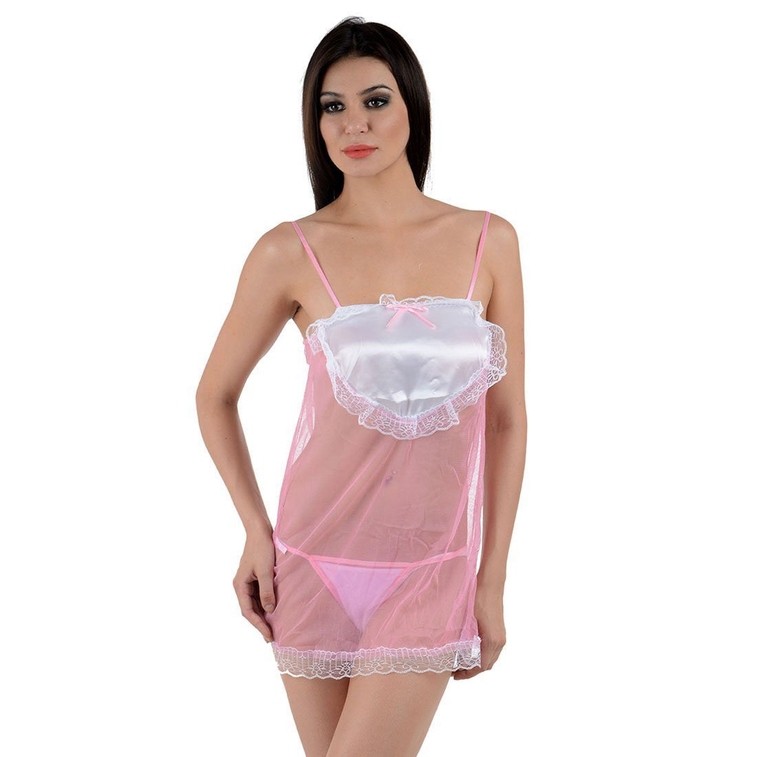 Itspleazure women see through Pink Sleepwear Babydoll for  at itspleaZure