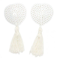 ItspleaZure Sweetheart Sequin Pasties With Tassel-White for  at itspleaZure